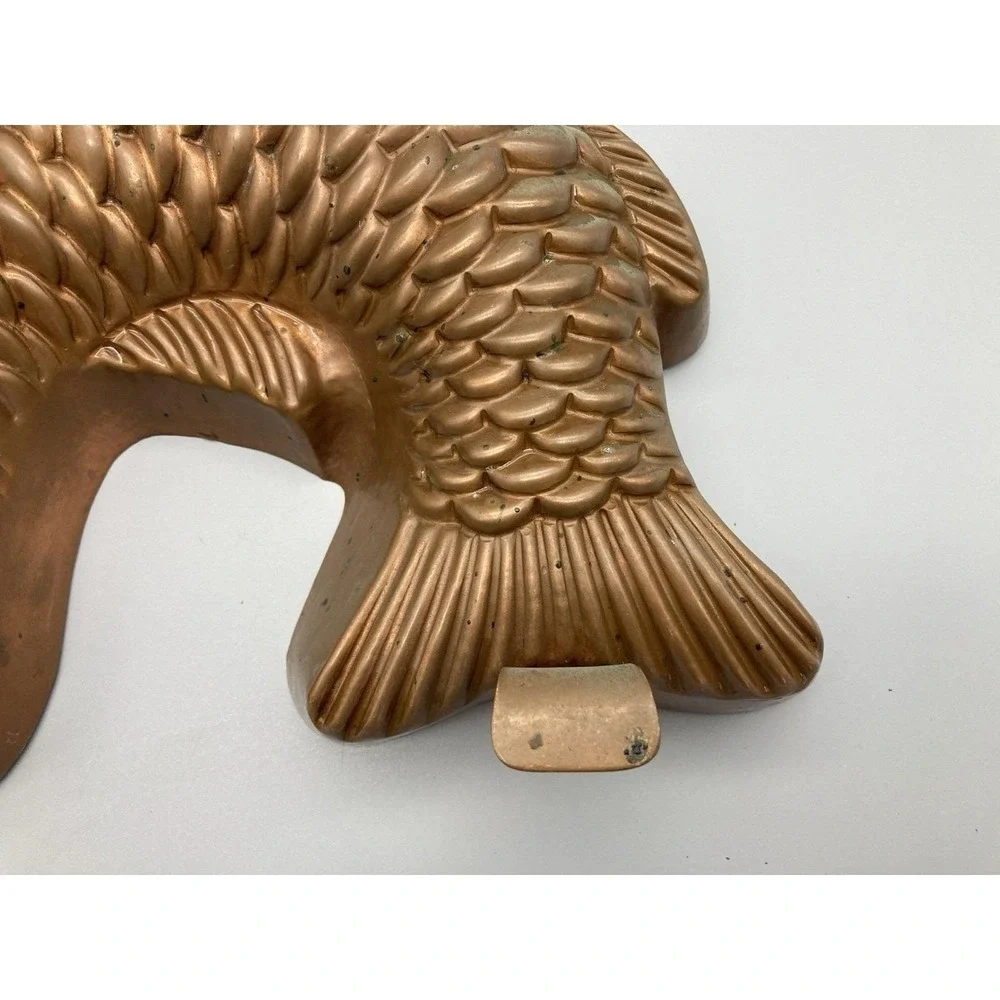 Vintage heavy copper leaping fish mold Germany ?  9